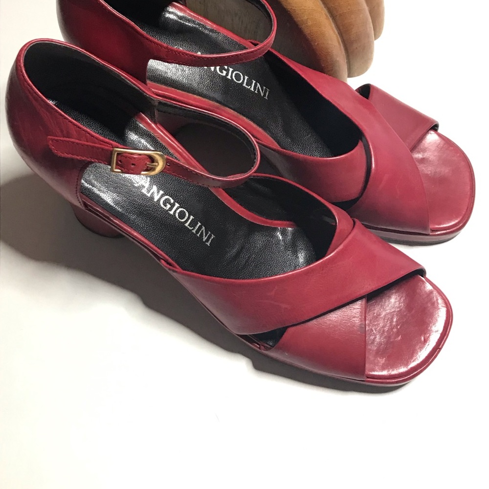 Fabulous soft Red leather platform shoes,